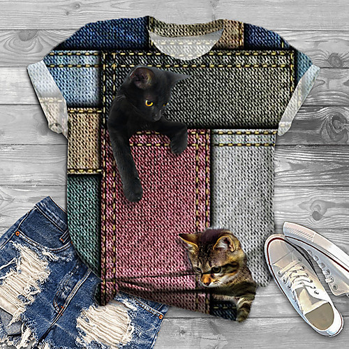 Women's Plus Size Print Cat Graphic 3D T shirt Large Size Round Neck Short Sleeve Tops Big Size
Women's Plus Size Print Cat Graphic 3D T shirt Large Size Round Neck Short Sleeve Tops Big Size