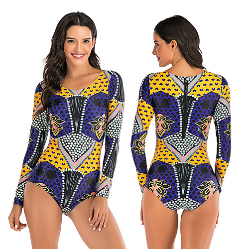 Women's One Piece Swimsuit Rash Guard Elastane Swimwear Breathable Quick Dry Long Sleeve Back Zip - Swimming Surfing Water Sports Painting Autumn / Fall Spring Summer
Women's One Piece Swimsuit Rash Guard Elastane Swimwear Breathable Quick Dry Long Sleeve Back Zip - Swimming Surfing Water Sports Painting Autumn / Fall Spring Summer