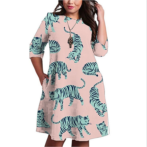 Women's Plus Size Print Animal Print Casual 3/4 Length Sleeve Fall Knee Length Dress Shift Dress
Women's Plus Size Print Animal Print Casual 3/4 Length Sleeve Fall Knee Length Dress Shift Dress