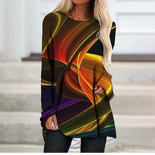 Women's T Shirt Dress Tee Dress Short Mini Dress Rainbow Long Sleeve Color Block Geometric Print Fall Spring Round Neck 3D Print Casual 3D Print S M L XL XXL 3XL
Women's T Shirt Dress Tee Dress Short Mini Dress Rainbow Long Sleeve Color Block Geometric Print Fall Spring Round Neck 3D Print Casual 3D Print S M L XL XXL 3XL