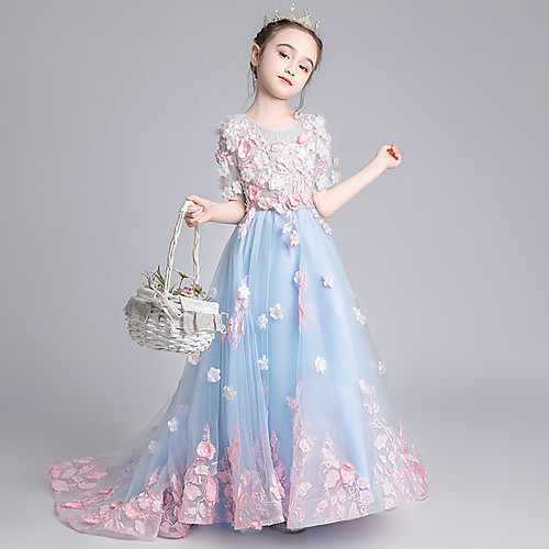 Princess Sweep / Brush Train Wedding / Birthday Flower Girl Dresses - Lace / Tulle Short Sleeve Jewel Neck with Lace / Appliques
Princess Sweep / Brush Train Wedding / Birthday Flower Girl Dresses - Lace / Tulle Short Sleeve Jewel Neck with Lace / Appliques