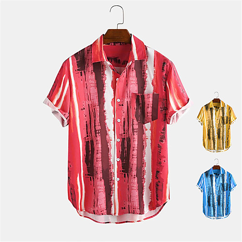 Men's Shirt Other Prints Striped Button-Down Print Short Sleeve Daily Tops Casual Hawaiian Blue Red Yellow
Men's Shirt Other Prints Striped Button-Down Print Short Sleeve Daily Tops Casual Hawaiian Blue Red Yellow
