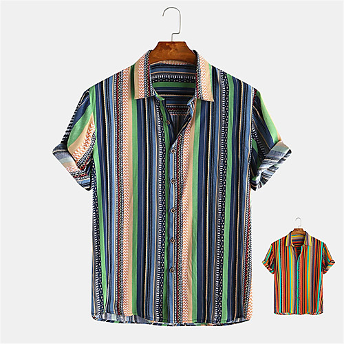 Men's Shirt Other Prints Striped Button-Down Print Short Sleeve Daily Tops 100% Cotton Ethnic Style Casual Blue Orange
Men's Shirt Other Prints Striped Button-Down Print Short Sleeve Daily Tops 100% Cotton Ethnic Style Casual Blue Orange