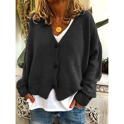Women's Knitted Solid Color Cardigan Cotton Long Sleeve Plus Size Sweater Cardigans V Neck Fall Winter Black Blue Purple
Women's Knitted Solid Color Cardigan Cotton Long Sleeve Plus Size Sweater Cardigans V Neck Fall Winter Black Blue Purple