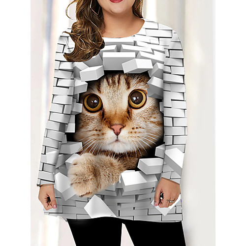 Women's Plus Size Print Cat Graphic Animal T shirt Large Size Round Neck Long Sleeve Tops Big Size
Women's Plus Size Print Cat Graphic Animal T shirt Large Size Round Neck Long Sleeve Tops Big Size