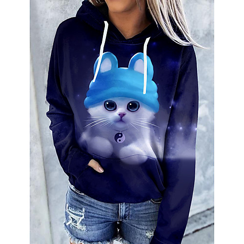 Women's Pullover Hoodie Sweatshirt Cat Graphic 3D Front Pocket Print Daily 3D Print Basic Casual Hoodies Sweatshirts Navy Blue
Women's Pullover Hoodie Sweatshirt Cat Graphic 3D Front Pocket Print Daily 3D Print Basic Casual Hoodies Sweatshirts Navy Blue