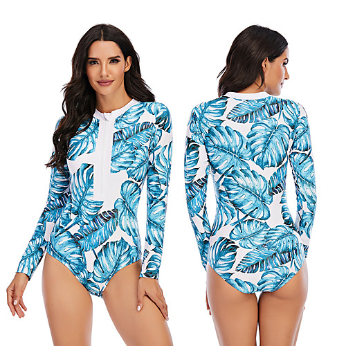 Women's One Piece Swimsuit Rash Guard Elastane Swimwear Breathable Quick Dry Long Sleeve Front Zip - Swimming Surfing Water Sports Painting Autumn / Fall Spring Summer
Women's One Piece Swimsuit Rash Guard Elastane Swimwear Breathable Quick Dry Long Sleeve Front Zip - Swimming Surfing Water Sports Painting Autumn / Fall Spring Summer