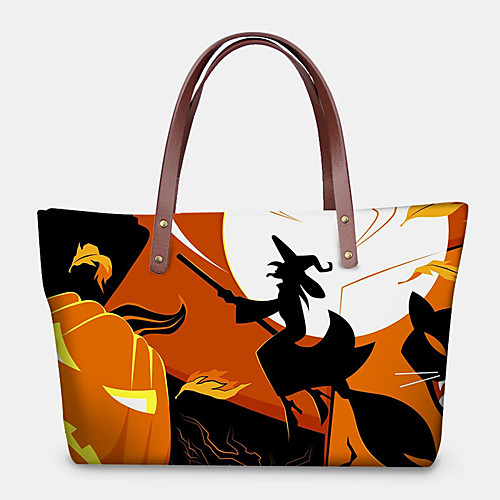 women pu leather neoprene halloween style pumpkin skull festival pattern large capacity mom bag student bag shoulder bag handbag
women pu leather neoprene halloween style pumpkin skull festival pattern large capacity mom bag student bag shoulder bag handbag