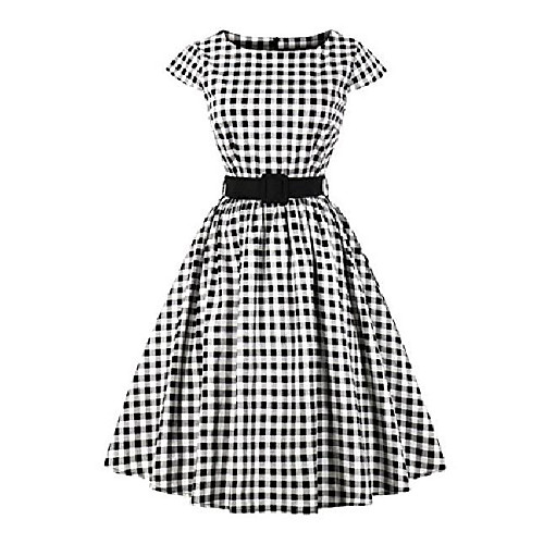 

women's polka dot hepburn 1950s vintage swing rockabilly pinup ball gown retro tea cocktail party dress white s