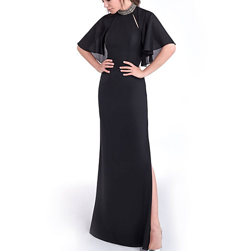 Sheath / Column Empire Elegant Wedding Guest Formal Evening Dress High Neck Half Sleeve Floor Length Chiffon with Split 2021
Sheath / Column Empire Elegant Wedding Guest Formal Evening Dress High Neck Half Sleeve Floor Length Chiffon with Split 2021
