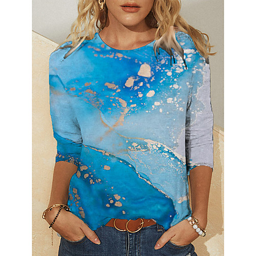 Women's T shirt Color Gradient Graphic Long Sleeve Print Round Neck Tops Basic Basic Top Blue
Women's T shirt Color Gradient Graphic Long Sleeve Print Round Neck Tops Basic Basic Top Blue