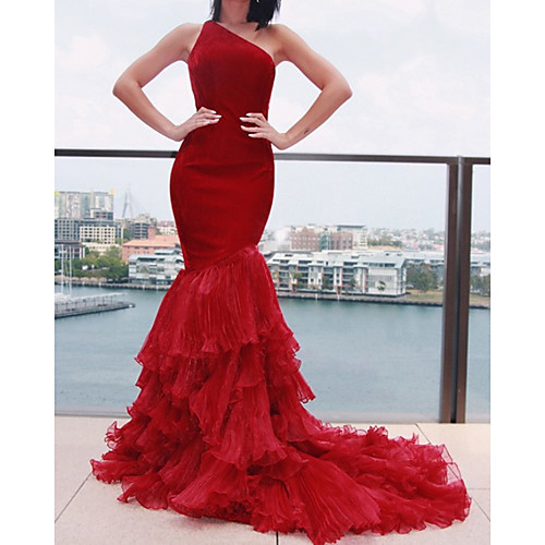Mermaid / Trumpet Beautiful Back Sexy Engagement Formal Evening Dress One Shoulder Sleeveless Court Train Spandex with Tier 2021
Mermaid / Trumpet Beautiful Back Sexy Engagement Formal Evening Dress One Shoulder Sleeveless Court Train Spandex with Tier 2021