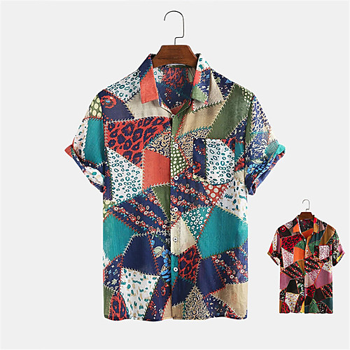 Men's Shirt Other Prints Color Block Button-Down Print Short Sleeve Daily Tops Casual Hawaiian Blue Red
Men's Shirt Other Prints Color Block Button-Down Print Short Sleeve Daily Tops Casual Hawaiian Blue Red