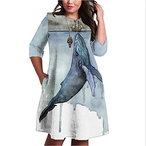 Women's Plus Size Dresses Shift Dress Knee Length Dress 3/4 Length Sleeve Print Animal Print Casual Fall / Holiday
Women's Plus Size Dresses Shift Dress Knee Length Dress 3/4 Length Sleeve Print Animal Print Casual Fall / Holiday