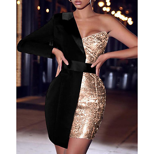 Sheath / Column Sparkle Sexy Homecoming Cocktail Party Dress One Shoulder Long Sleeve Short / Mini Velvet with Sequin 2021
Sheath / Column Sparkle Sexy Homecoming Cocktail Party Dress One Shoulder Long Sleeve Short / Mini Velvet with Sequin 2021