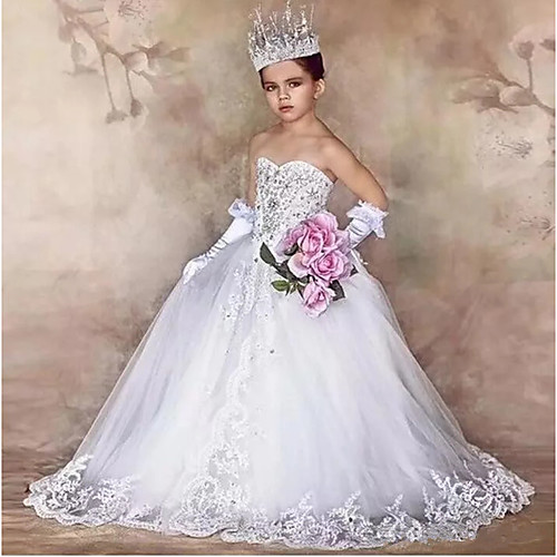 Princess / Ball Gown Floor Length Wedding / Party Flower Girl Dresses - Tulle / Sequined Sleeveless Strapless with Bow(s) / Crystals / Appliques
Princess / Ball Gown Floor Length Wedding / Party Flower Girl Dresses - Tulle / Sequined Sleeveless Strapless with Bow(s) / Crystals / Appliques
