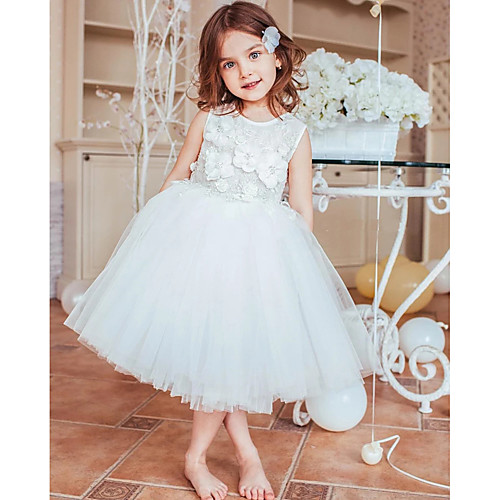 Princess / Ball Gown Knee Length Wedding / Party Flower Girl Dresses - Tulle Sleeveless Jewel Neck with Appliques
Princess / Ball Gown Knee Length Wedding / Party Flower Girl Dresses - Tulle Sleeveless Jewel Neck with Appliques