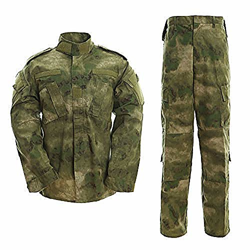 

men's military tactical combat uniform, shirt and pants set, camouflage uniforms for army, airsoft, paintball, hunting - green - large