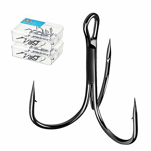 Fishing Hooks Treble Hook High Carbon Steel Treble Hooks Super Sharp Solid Triple Barbed Fish Hook (Size 8, Pack of 20, Black Chrome)
Fishing Hooks Treble Hook High Carbon Steel Treble Hooks Super Sharp Solid Triple Barbed Fish Hook (Size 8, Pack of 20, Black Chrome)