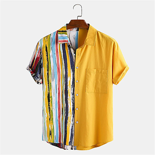 Men's Shirt Other Prints Striped Button-Down Short Sleeve Daily Tops 100% Cotton Casual Hawaiian Blue Yellow Light Blue
Men's Shirt Other Prints Striped Button-Down Short Sleeve Daily Tops 100% Cotton Casual Hawaiian Blue Yellow Light Blue