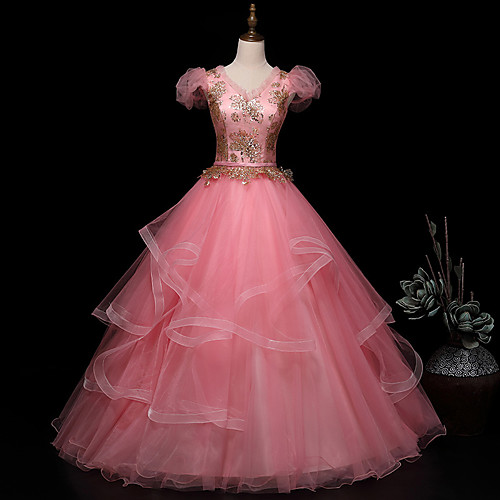 Ball Gown Luxurious Floral Quinceanera Prom Dress V Neck Short Sleeve Floor Length Tulle with Sequin Appliques 2021
Ball Gown Luxurious Floral Quinceanera Prom Dress V Neck Short Sleeve Floor Length Tulle with Sequin Appliques 2021