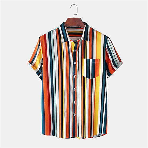Men's Shirt Other Prints Striped Button-Down Print Short Sleeve Daily Tops Casual Hawaiian Orange
Men's Shirt Other Prints Striped Button-Down Print Short Sleeve Daily Tops Casual Hawaiian Orange