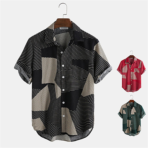 Men's Shirt Other Prints Striped Button-Down Print Short Sleeve Daily Tops Casual Black Red Green
Men's Shirt Other Prints Striped Button-Down Print Short Sleeve Daily Tops Casual Black Red Green