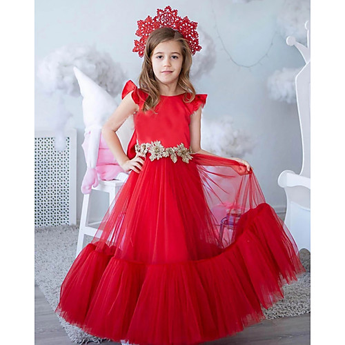 Princess / A-Line Floor Length Wedding / Party Flower Girl Dresses - Tulle Sleeveless Jewel Neck with Appliques
Princess / A-Line Floor Length Wedding / Party Flower Girl Dresses - Tulle Sleeveless Jewel Neck with Appliques