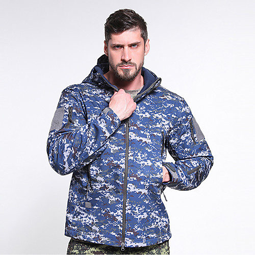 

Men's Hiking Fleece Jacket Outdoor Thermal Warm Waterproof Windproof Wearproof Spring Fall Winter Camo Coat Top Polyester Camping / Hiking Hunting Fishing Forest Green Navy Camouflage Blue