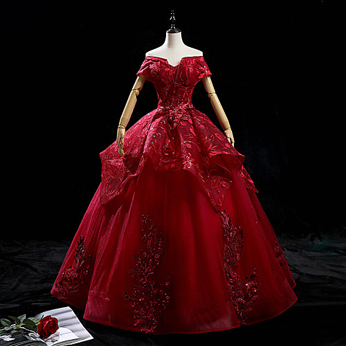 Ball Gown Luxurious Floral Quinceanera Prom Dress Off Shoulder Short Sleeve Floor Length Tulle with Sequin Appliques 2021
Ball Gown Luxurious Floral Quinceanera Prom Dress Off Shoulder Short Sleeve Floor Length Tulle with Sequin Appliques 2021