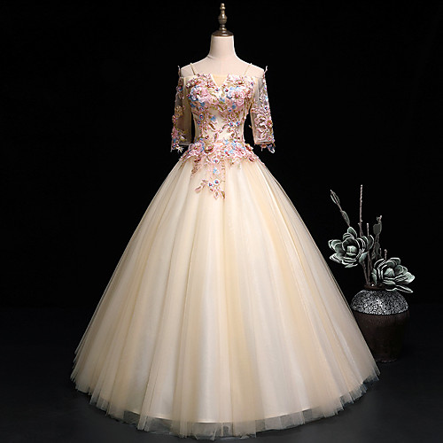 A-Line Luxurious Floral Quinceanera Prom Dress Spaghetti Strap 3/4 Length Sleeve Floor Length Tulle with Pleats Embroidery 2021
A-Line Luxurious Floral Quinceanera Prom Dress Spaghetti Strap 3/4 Length Sleeve Floor Length Tulle with Pleats Embroidery 2021