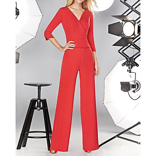 Jumpsuits Minimalist Elegant Wedding Guest Formal Evening Dress V Neck 3/4 Length Sleeve Floor Length Chiffon with Sleek 2021
Jumpsuits Minimalist Elegant Wedding Guest Formal Evening Dress V Neck 3/4 Length Sleeve Floor Length Chiffon with Sleek 2021