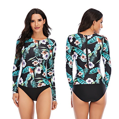 Women's One Piece Swimsuit Rash Guard Elastane Swimwear Breathable Quick Dry Long Sleeve Back Zip - Swimming Surfing Water Sports Painting Autumn / Fall Spring Summer
Women's One Piece Swimsuit Rash Guard Elastane Swimwear Breathable Quick Dry Long Sleeve Back Zip - Swimming Surfing Water Sports Painting Autumn / Fall Spring Summer