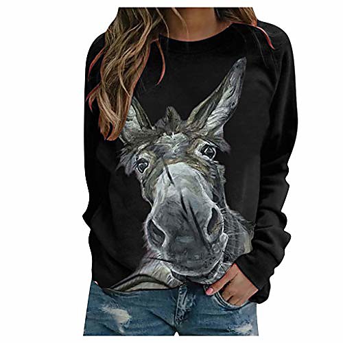 Women's Sweatshirts T-Shirt Pullover Blouse Tops Long Sleeve Hoodies Jumpers Ladies Fashion Animal 3D Print Round Neck Black
Women's Sweatshirts T-Shirt Pullover Blouse Tops Long Sleeve Hoodies Jumpers Ladies Fashion Animal 3D Print Round Neck Black