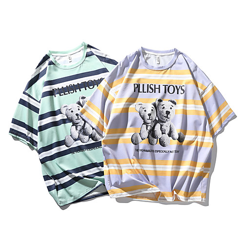 Men's T shirt Other Prints Striped Graphic Prints Bear Print Short Sleeve Daily Tops Casual Beach Purple Light Green
Men's T shirt Other Prints Striped Graphic Prints Bear Print Short Sleeve Daily Tops Casual Beach Purple Light Green