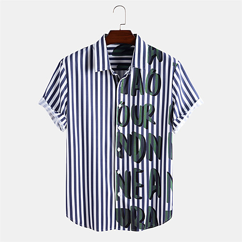 Men's Shirt Other Prints Striped Letter Button-Down Print Short Sleeve Daily Tops Casual Blue / White
Men's Shirt Other Prints Striped Letter Button-Down Print Short Sleeve Daily Tops Casual Blue / White