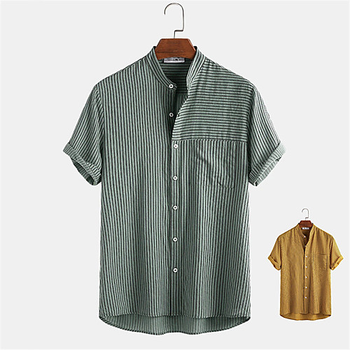 Men's Shirt Other Prints Striped Button-Down Print Short Sleeve Daily Tops Casual Yellow Green
Men's Shirt Other Prints Striped Button-Down Print Short Sleeve Daily Tops Casual Yellow Green