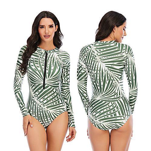 Women's One Piece Swimsuit Rash Guard Elastane Swimwear Breathable Quick Dry Long Sleeve Front Zip - Swimming Surfing Water Sports Painting Autumn / Fall Spring Summer
Women's One Piece Swimsuit Rash Guard Elastane Swimwear Breathable Quick Dry Long Sleeve Front Zip - Swimming Surfing Water Sports Painting Autumn / Fall Spring Summer