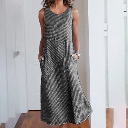 Women's A Line Dress Maxi long Dress Black Blue Gray Sleeveless Striped Patchwork Spring Summer V Neck Casual Cotton 2021 S M L XL XXL 3XL 4XL 5XL
Women's A Line Dress Maxi long Dress Black Blue Gray Sleeveless Striped Patchwork Spring Summer V Neck Casual Cotton 2021 S M L XL XXL 3XL 4XL 5XL