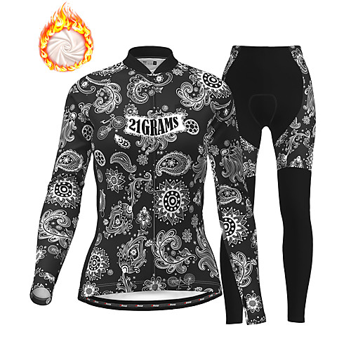 21Grams Women's Long Sleeve Cycling Jersey with Tights Winter Fleece Polyester Black Bike Clothing Suit Thermal Warm Fleece Lining Breathable 3D Pad Warm Sports Graphic Mountain Bike MTB Road Bike
21Grams Women's Long Sleeve Cycling Jersey with Tights Winter Fleece Polyester Black Bike Clothing Suit Thermal Warm Fleece Lining Breathable 3D Pad Warm Sports Graphic Mountain Bike MTB Road Bike