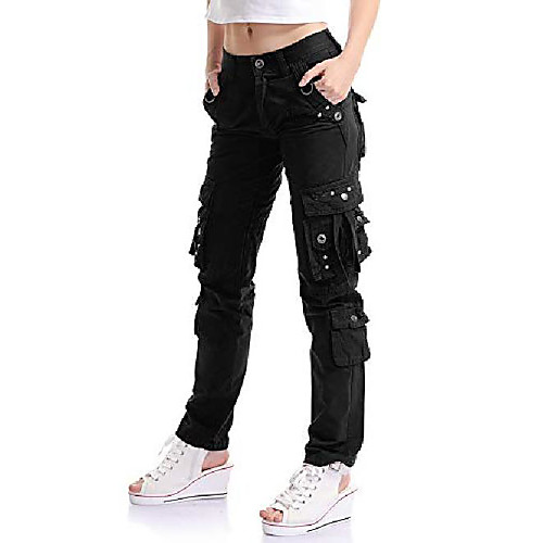Women's Multi Pockets Utility Cargo Pants, Casual Cotton Straight Leg Workwear Black 29-US 4
Women's Multi Pockets Utility Cargo Pants, Casual Cotton Straight Leg Workwear Black 29-US 4