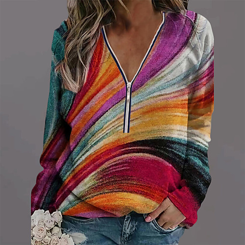 Women's Blouse Shirt Rainbow Long Sleeve V Neck Tops Streetwear Basic Top Purple Orange
Women's Blouse Shirt Rainbow Long Sleeve V Neck Tops Streetwear Basic Top Purple Orange