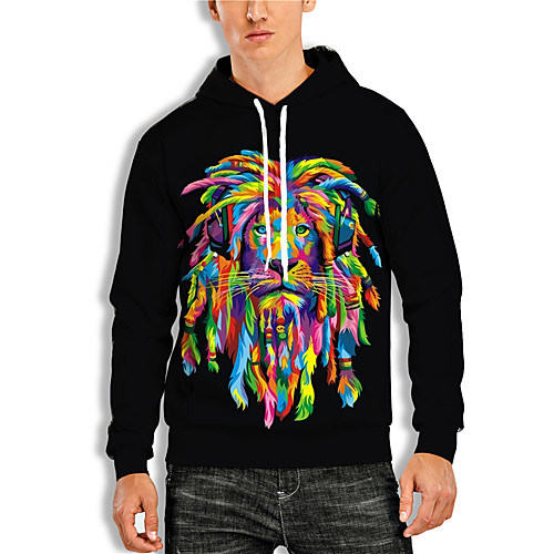 Men's Pullover Hoodie Sweatshirt Graphic Lion Animal Daily Holiday 3D Print Basic Casual Hoodies Sweatshirts Black
Men's Pullover Hoodie Sweatshirt Graphic Lion Animal Daily Holiday 3D Print Basic Casual Hoodies Sweatshirts Black