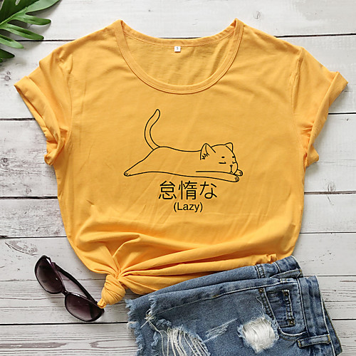 Women's T shirt Text Letter Print Round Neck Tops 100% Cotton Basic Basic Top White Black Purple
Women's T shirt Text Letter Print Round Neck Tops 100% Cotton Basic Basic Top White Black Purple