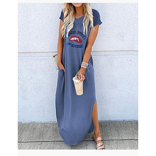 Women's T Shirt Dress Tee Dress Maxi long Dress White Black Blue Khaki Green Short Sleeve Print Letter Split Pocket Print Spring Summer V Neck Casual 2021 S M L XL
Women's T Shirt Dress Tee Dress Maxi long Dress White Black Blue Khaki Green Short Sleeve Print Letter Split Pocket Print Spring Summer V Neck Casual 2021 S M L XL