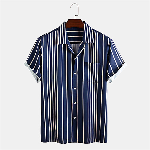 Men's Shirt Other Prints Striped Button-Down Print Short Sleeve Daily Tops Casual Hawaiian Blue
Men's Shirt Other Prints Striped Button-Down Print Short Sleeve Daily Tops Casual Hawaiian Blue