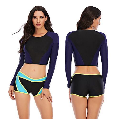 Women's Rashguard Swimsuit Elastane Swimwear Breathable Quick Dry Long Sleeve 2 Piece - Swimming Surfing Water Sports Patchwork Autumn / Fall Spring Summer
Women's Rashguard Swimsuit Elastane Swimwear Breathable Quick Dry Long Sleeve 2 Piece - Swimming Surfing Water Sports Patchwork Autumn / Fall Spring Summer