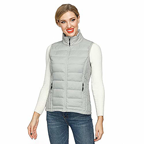 

Women's Sports Puffer Jacket Hiking Vest / Gilet Outdoor Down Jacket Winter Outdoor Solid Color Thermal Warm Packable Lightweight Breathable Top White Goose Down Hunting Fishing Climbing Pink Light
