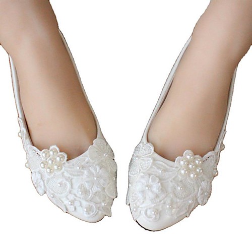 Women's Wedding Shoes Flat Heel Round Toe Wedding Flats Wedding Walking Shoes PU Pearl Lace Floral White 
Women's Wedding Shoes Flat Heel Round Toe Wedding Flats Wedding Walking Shoes PU Pearl Lace Floral White