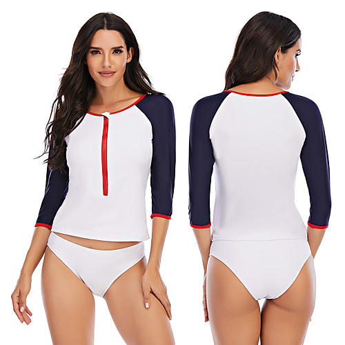 Women's Rashguard Swimsuit Elastane Swimwear Breathable Quick Dry Long Sleeve 2 Piece Front Zip - Swimming Surfing Water Sports Patchwork Autumn / Fall Spring Summer
Women's Rashguard Swimsuit Elastane Swimwear Breathable Quick Dry Long Sleeve 2 Piece Front Zip - Swimming Surfing Water Sports Patchwork Autumn / Fall Spring Summer